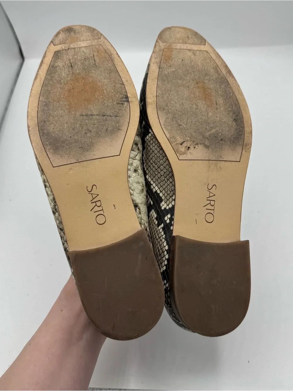 Franco Sarto Portia Snakeskin Embossed Leather Loafer‎ Flats Women's Size 9